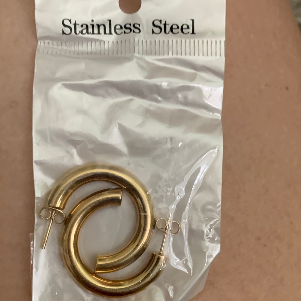 Stainless Steel gold tone earrings